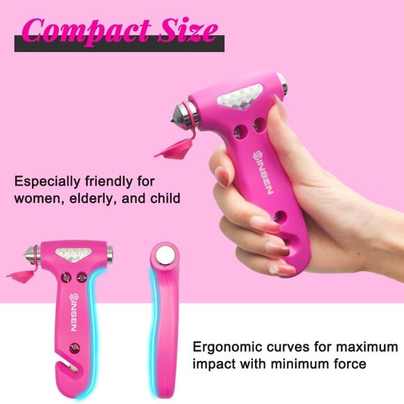 Car Safety Hammer, Automotive Window Breaker and Seatbelt Cutter for Women, Road - Picture 5 of 9